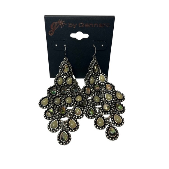 By Gennaro Stone Beaded Layered Dangle Earrings - Picture 3 of 5